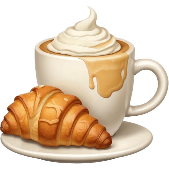 Croissant near cappuccino emoji