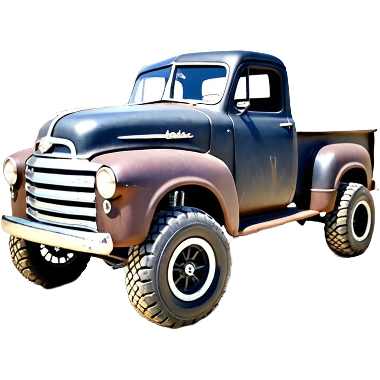 1:10 off-road lcg smoking rusting Basher style “Sandford and Son Salvage” 1954 blackened tarnished hotrod rat rod streamlined anime Studebaker zombie infected extended-cab rc bulging pickup (extra wide low-profile pin tires chrome wheels with fenders) emoji