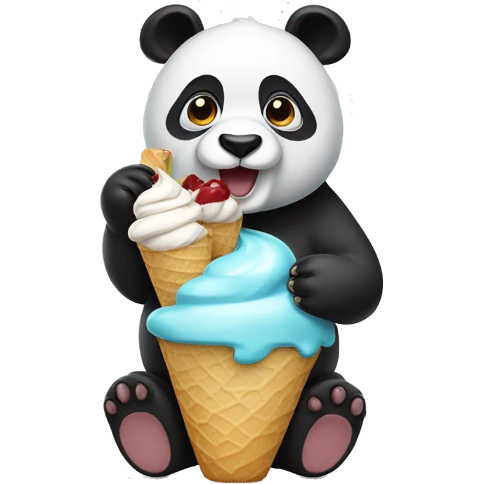 Panda eating ice cream emoji
