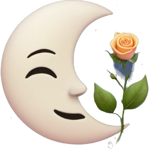 Moon with rose emoji