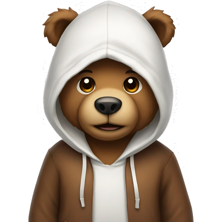 Brown teddy bear with white hoodie emoji
