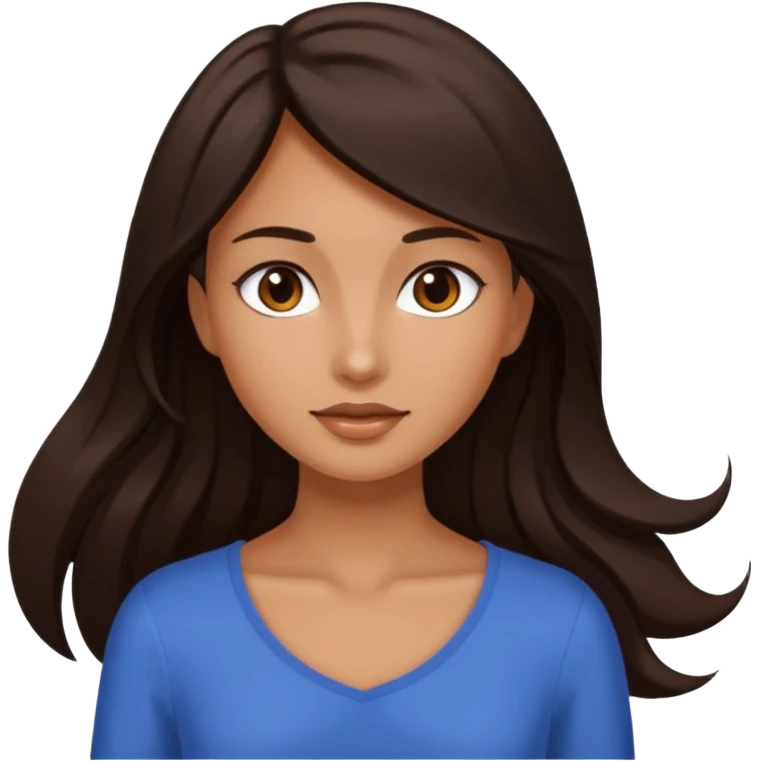 Uma menina morena de Costas com o cabelo solto, o cabelo dela é longo, liso e castanho escuro emoji