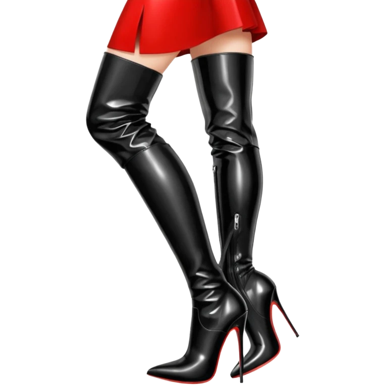 seductive beautiful woman with knee high patent leather, stiletto boots emoji