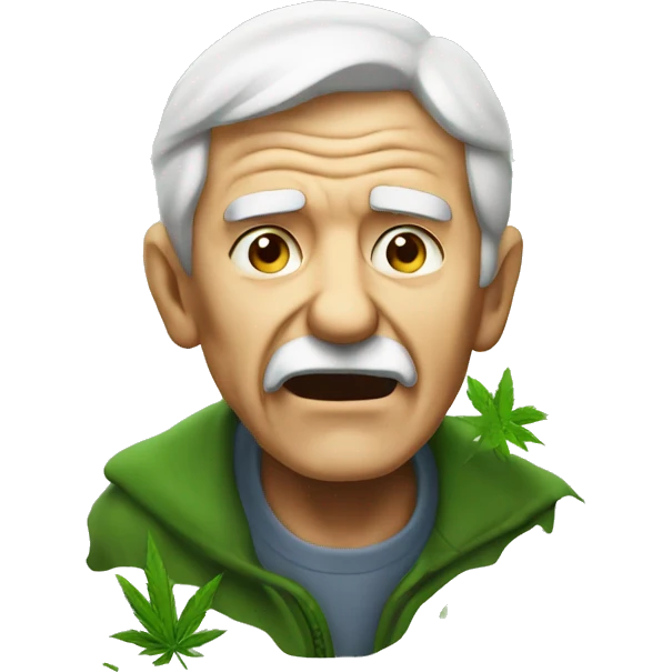 old man yells at weed leaf emoji