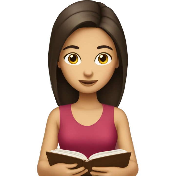 Brunette girl reading a book emoji