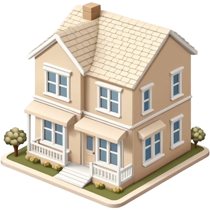 Isometric exterior little beige and white home store dollhouse style 3D realistic  emoji