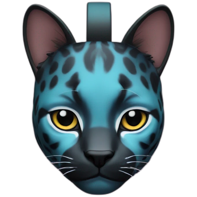 panther cat  airpods max on head emoji