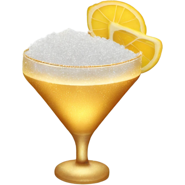 a golden cocktail sprinkled by sea salt flakes from above emoji