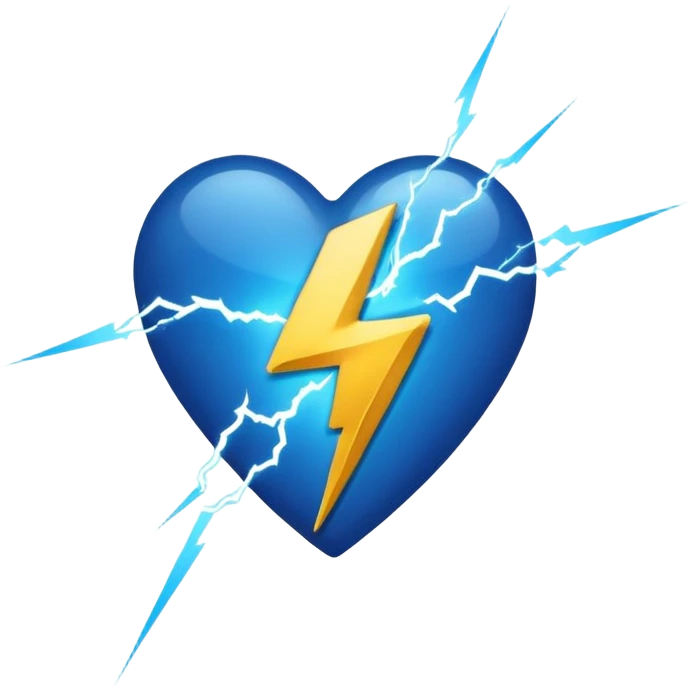 Black heart with a blue lightning strike pattern across it  emoji