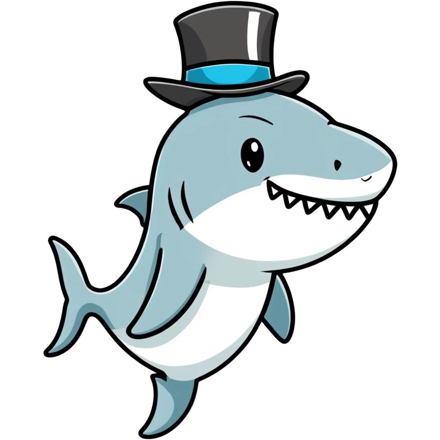 Shark with a top hat emoji
