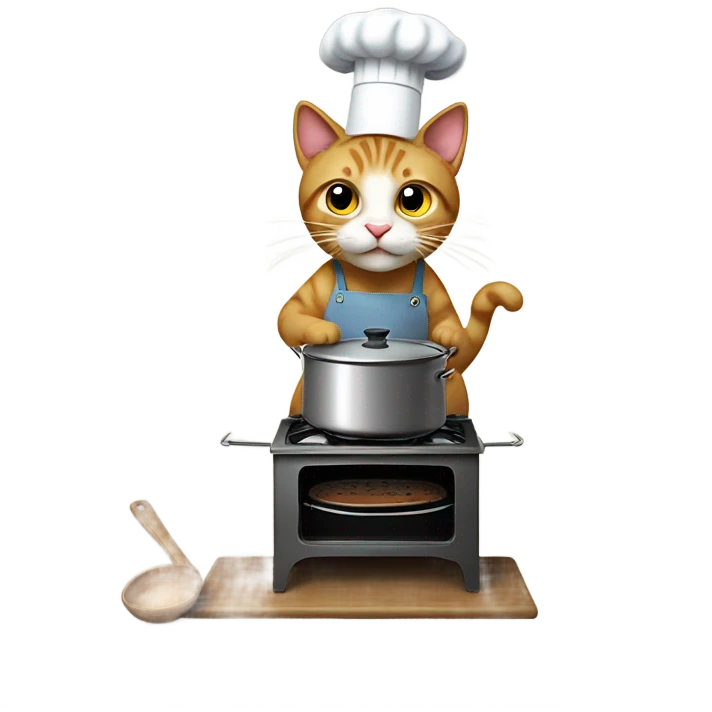 A cat cooking dinner emoji