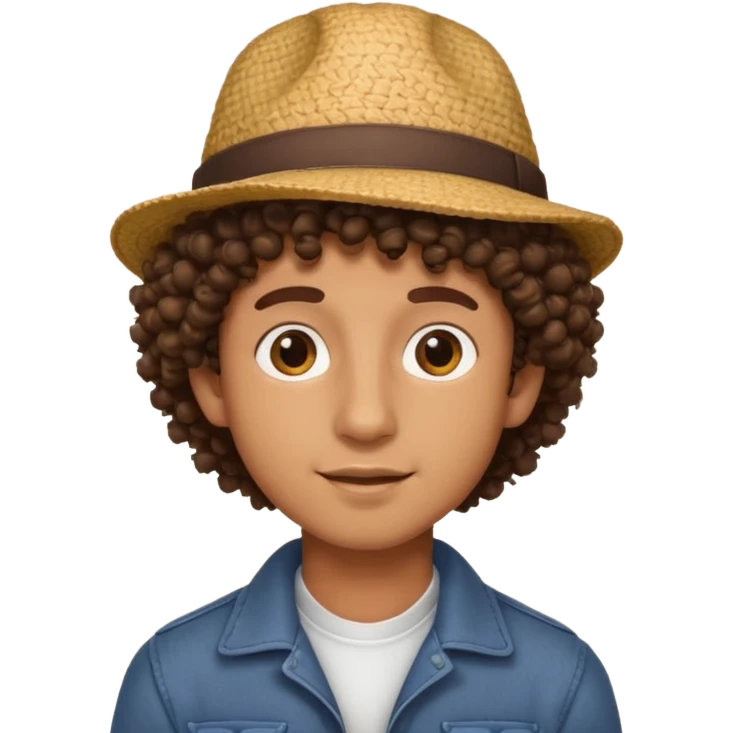 curly haired guy with hat emoji
