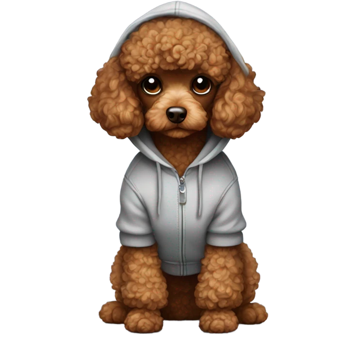 Brown toy poodle with a hoodie emoji