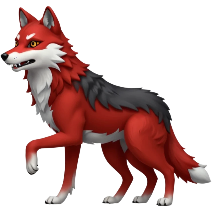 Full body red and black wolf with white accents  emoji
