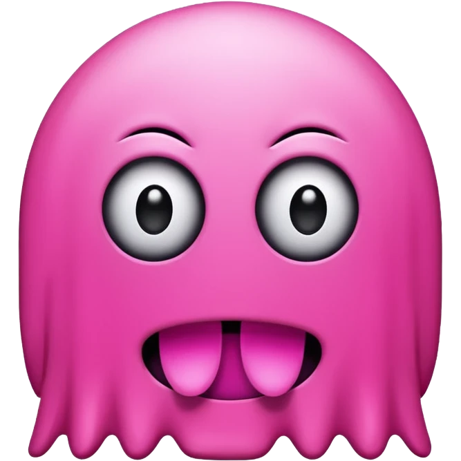 Pink Pacman ghost character with big eyelashes emoji