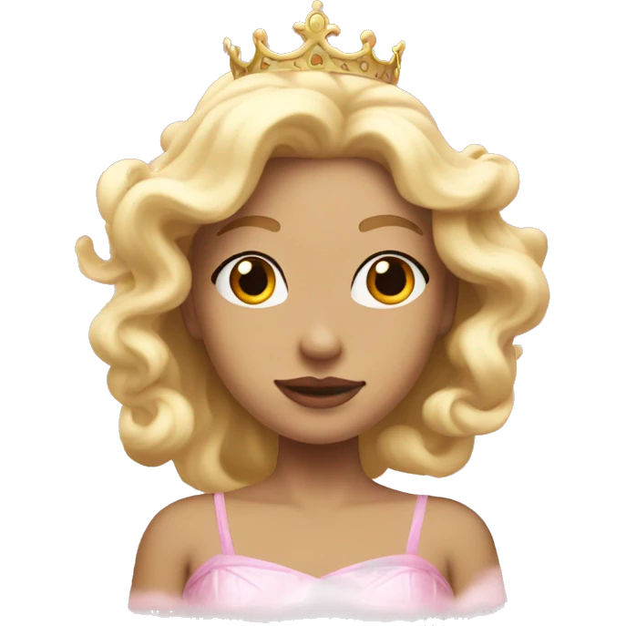 A white princess with blonde hair on a floating pink cloud emoji