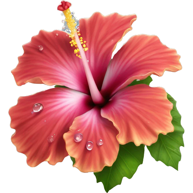 hibiscus with water droplets on it emoji