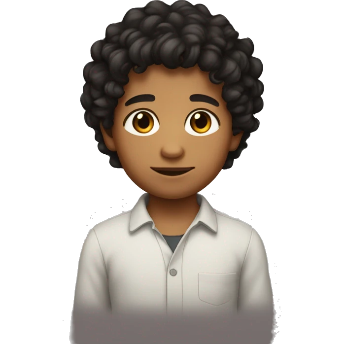Little boy with tan skin and curly black hair on top of head with sides of hair faded  and brown eyes  emoji