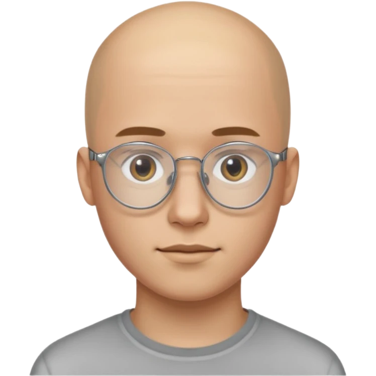 он лысый должен быть очень молодой парень лет 18 , очень тонкие очки, а так же борода нужно прямо еще моложе

 emoji