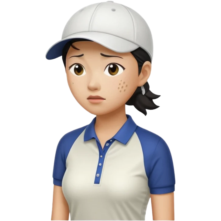 asian women golfer painful profile emoji
