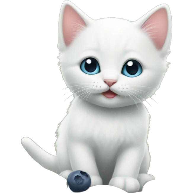 small white kitten holding blubbery  emoji