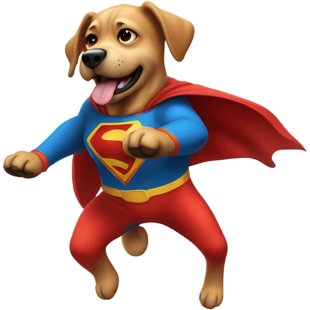 dog with a superman suit on throwing a punch emoji
