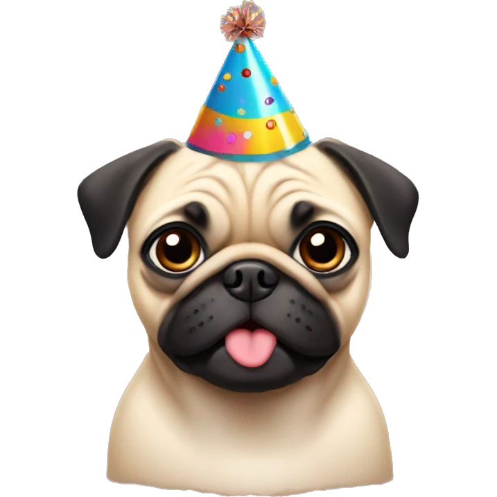Pug with birthday hat emoji