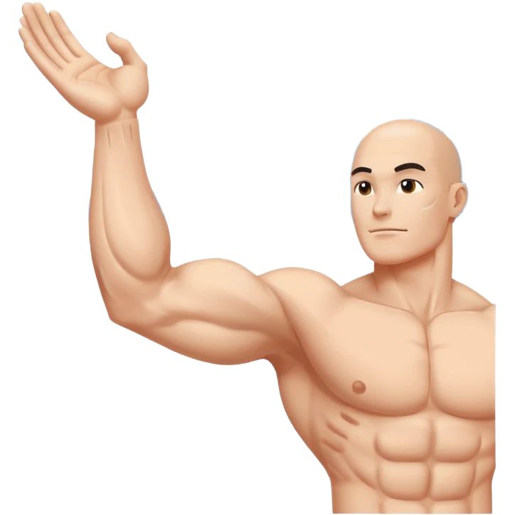 Flexing muscle arm with rising chart, bold minimal style, white background emoji