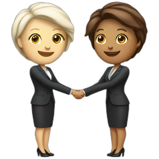 two white business women with different hair colors shaking hands emoji