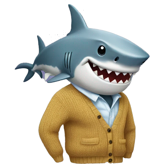 A shark with a cardigan emoji