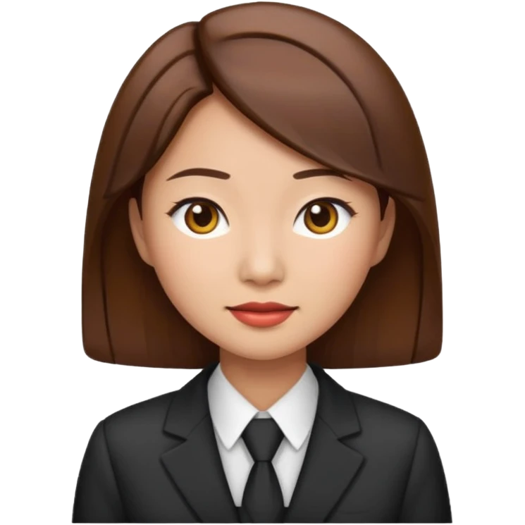 Change the outfit to a professional attire, keep the Asian woman with brown hair, in emoji style. emoji
