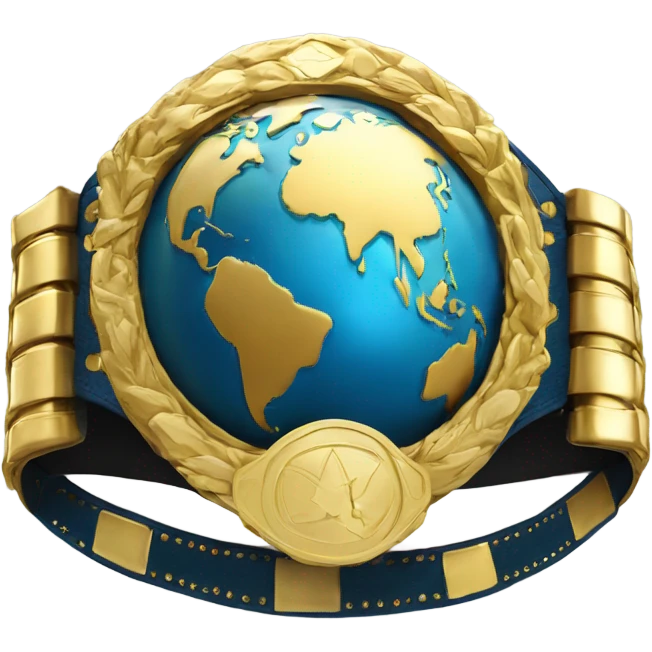 Championship title belt with the earth on front but make everything gold colored emoji