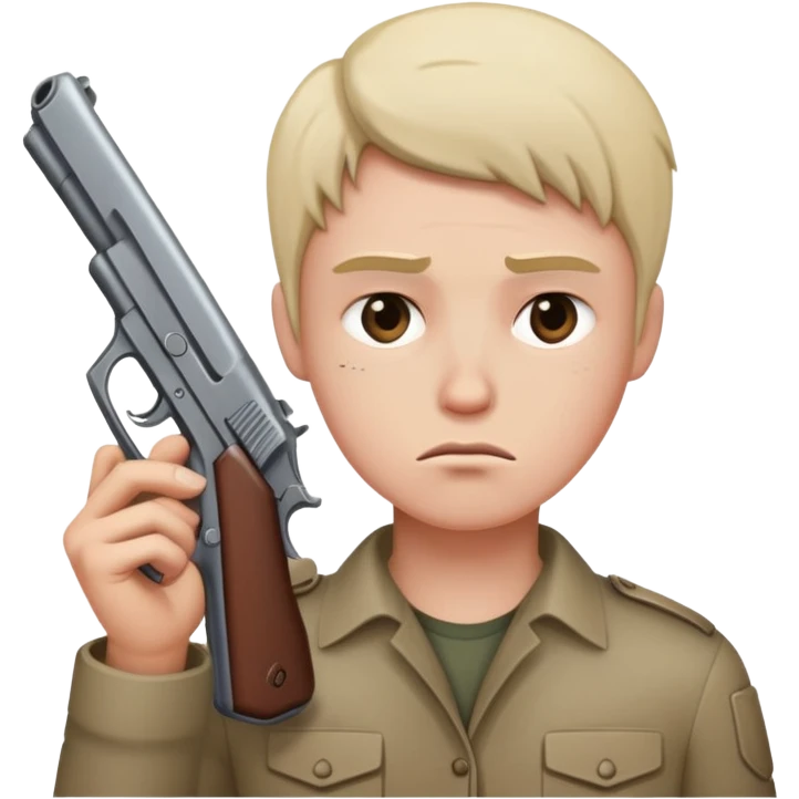 Tired and gun next to head emoji