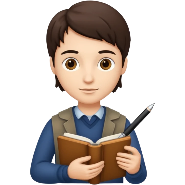 writer holding pen and book emoji