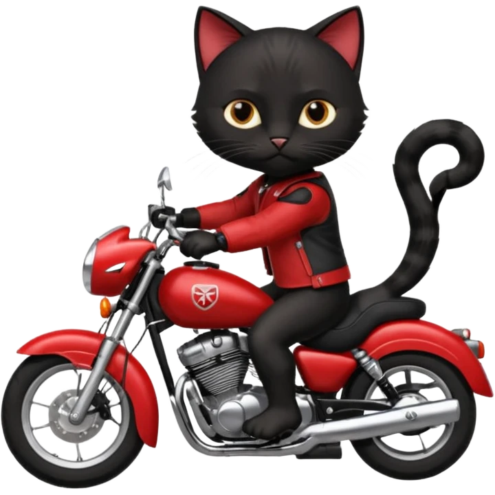 Black male Cat on red and black motorcycle emoji