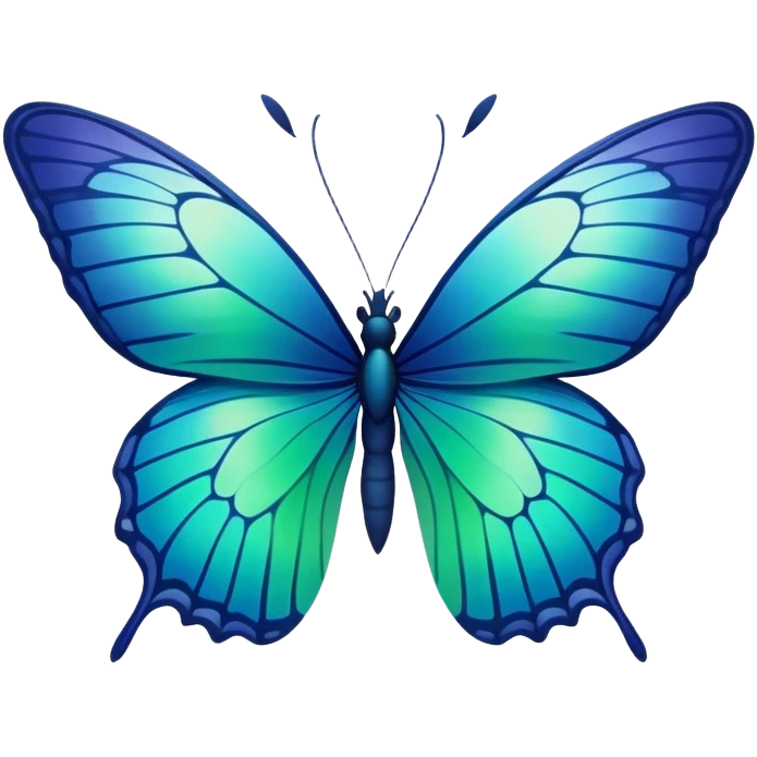 Gradient iridescent indigo blue cyan green butterfly emoji