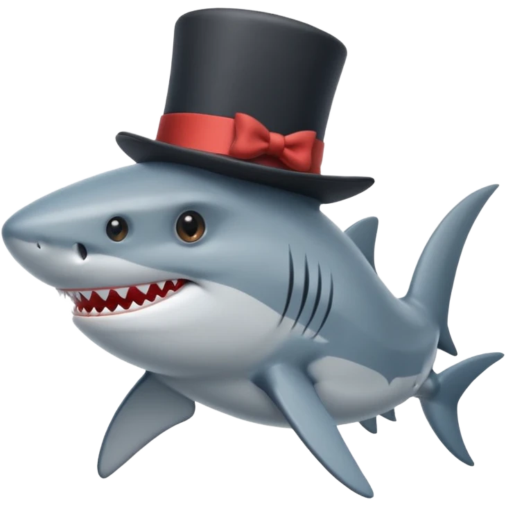 Shark with a top hat emoji