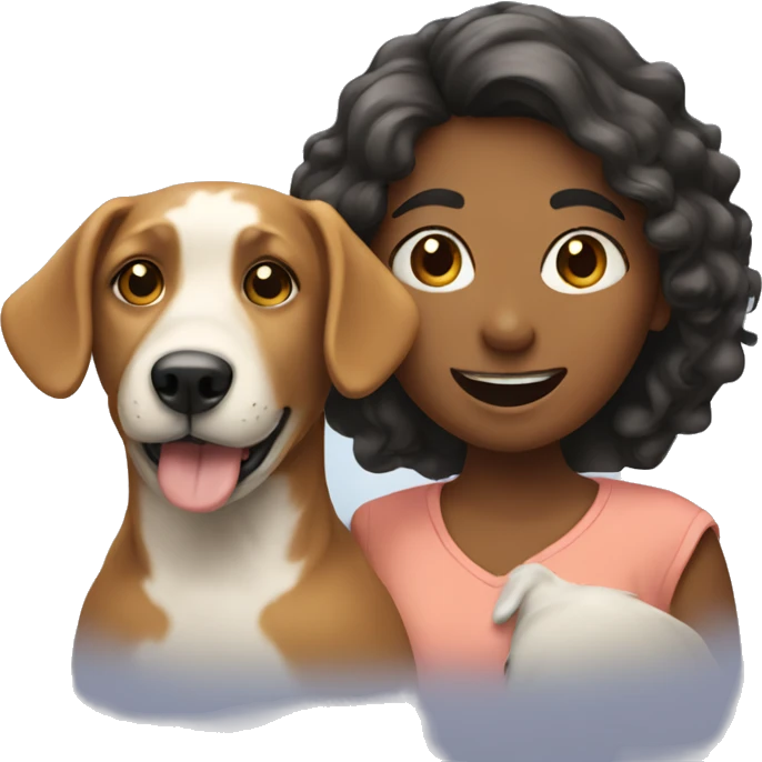 two woman are loving a dog  emoji