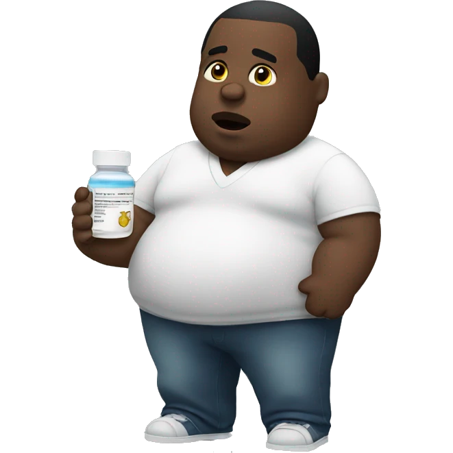 Fat Black man taking medication  emoji