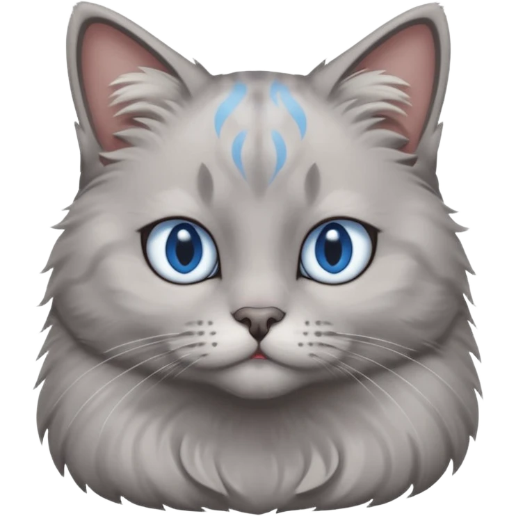 a gray cat with blue eyes on its forehead emoji