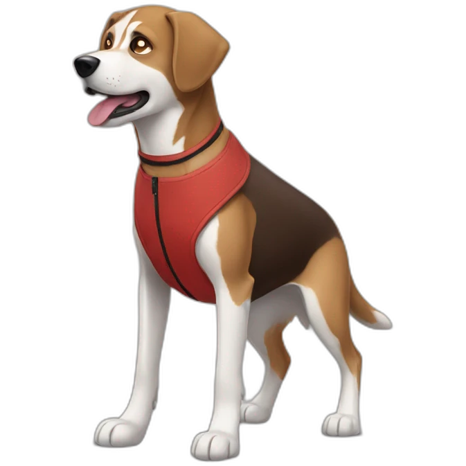 brown dog husky labrador red vest emoji