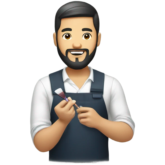 Asian beard guy doing nail polishing  emoji