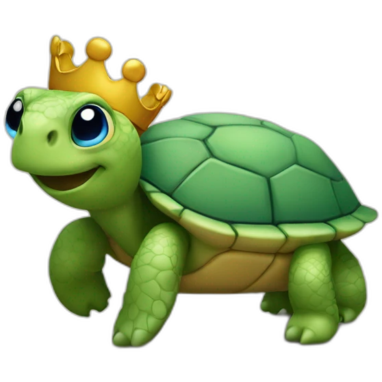 Emojie tortue avec une couronne sur la tête emoji