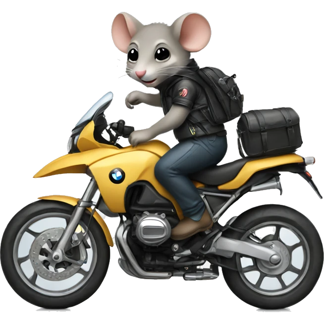Mouse sitting on BMW Bike emoji