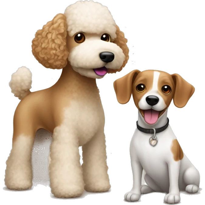 light brown poodle dog with jack russell terrier dog emoji