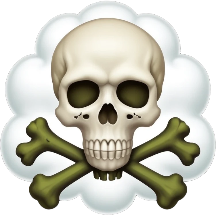 a poisonous cloud of gas, dark swamp color, with an image of a skull and two crossed bones behind the skull emoji