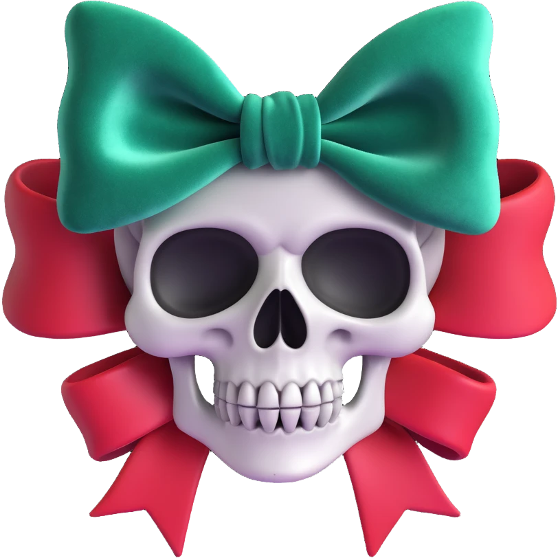 gothic bow, deep emerald velvet, silver skull charm, black rose center, rich and gothic emoji