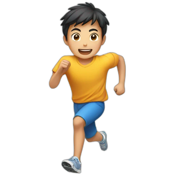 an asian boy running fast emoji
