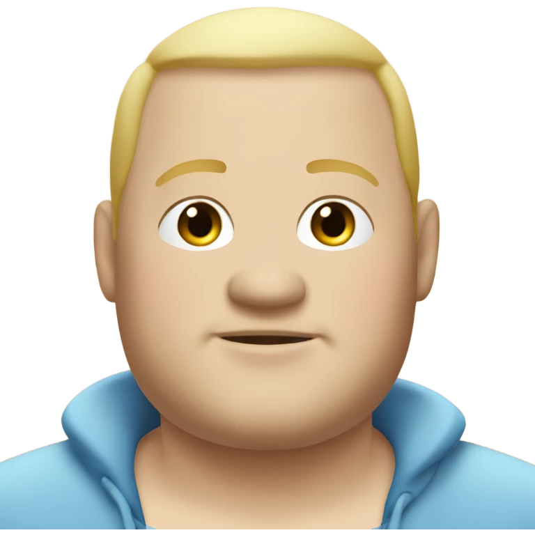 fat white guy with buzz cut, blonde hair and blue eyes emoji