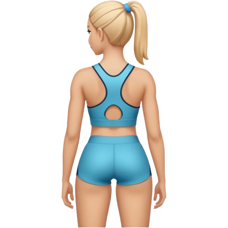 sporty woman cartoon emoji style without cloths back view emoji